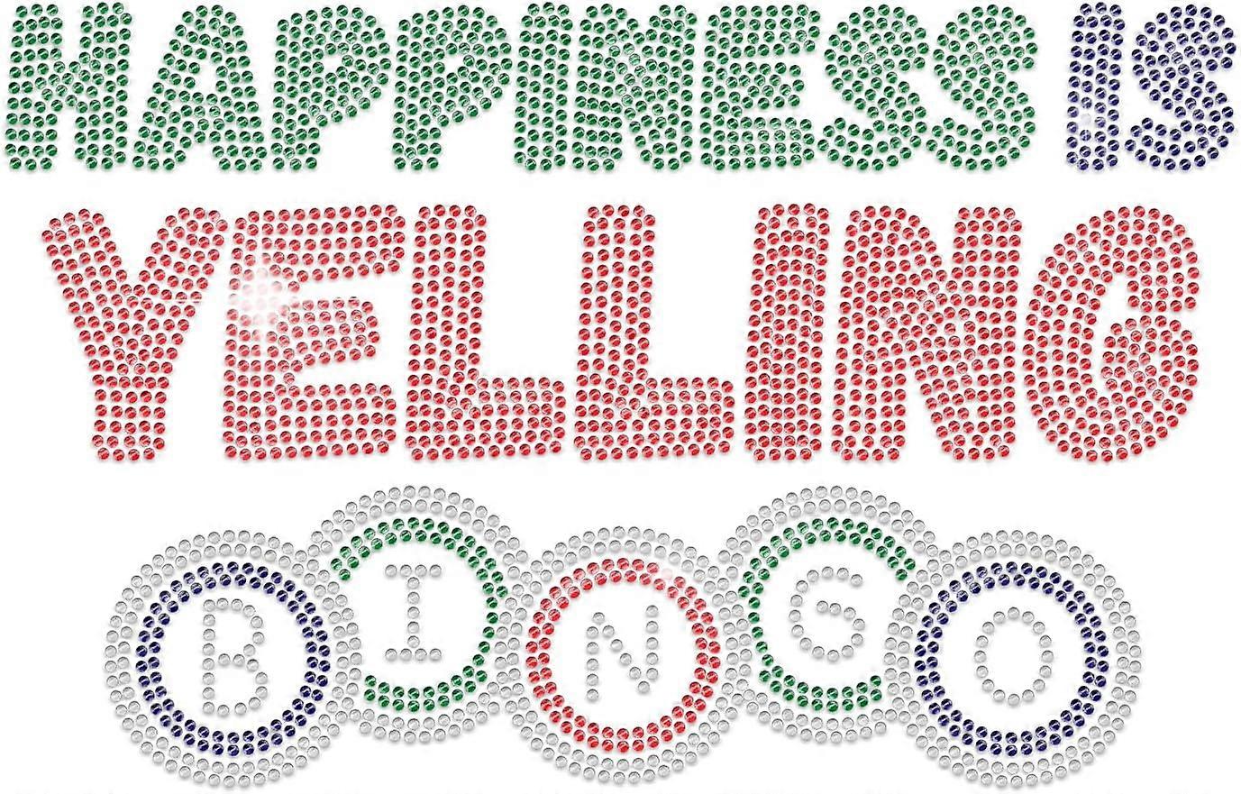 Bingo Game Rhinestone Iron on Hotfix Happiness is Yelling Crystal Rhinestone Heat Transfer 117inch Bling Rhinestone Decals Patches Embellishment for T
