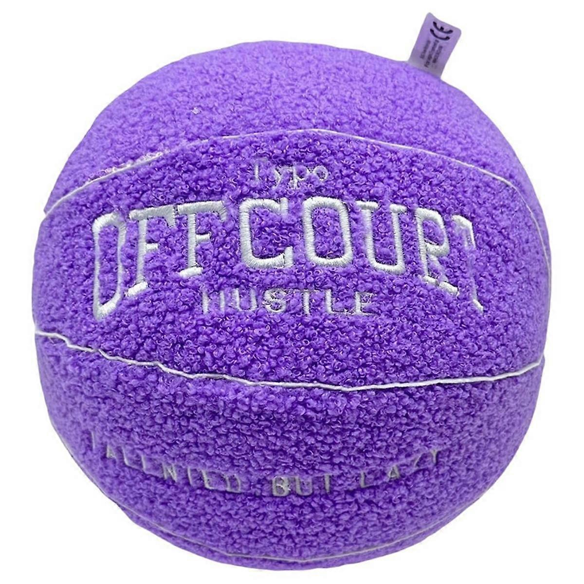 Offcourt Basketball Pillow, Basketball Shaped Pillow Teddy Fleece Embroidered Basketball Throw Pill