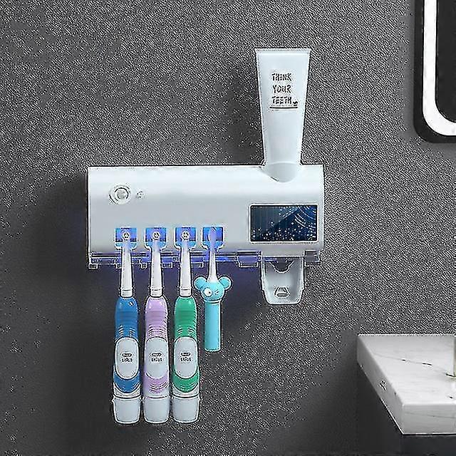 Uv Toothbrush Holder Sterilizer, Toothpaste Dispenser Squeezer Storage Box