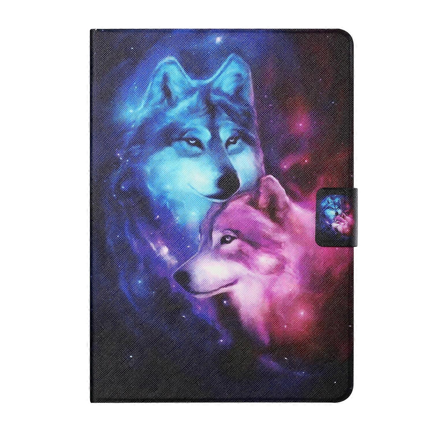 Tablet Case For Lenovo Tab M10 X605F X505 Colored Drawing Horizontal Flip Leather Case with Holder &Card Slots &Sleep / Wake-up Function(Wolf)