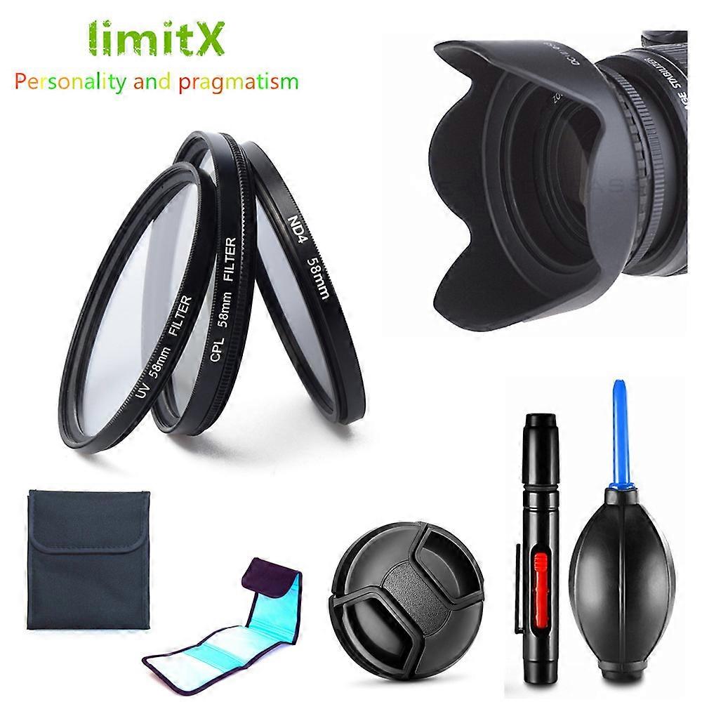 Filter kit UV CPL ND4 Lens Hood Cap Cleaning pen for Canon EOS 850D 2000D 4000D 1500D 3000D Rebel T7 T100 Camera / 18-55mm lens