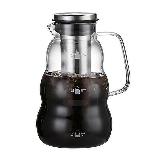 Cold Brew Coffee Maker Pitcher,2000ml/67oz Glass Kettle with Removable Stainless Steel Filter for Iced Coffee