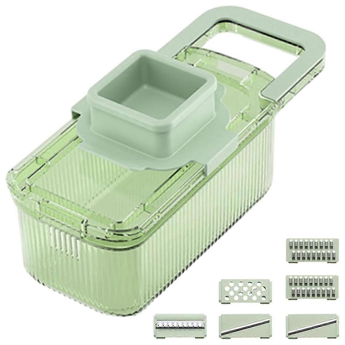 Vegetable Choppers Multifunctional Food Grater 6 Cutting Tools Round Vegetable Choppers with Container Kitchen Dining