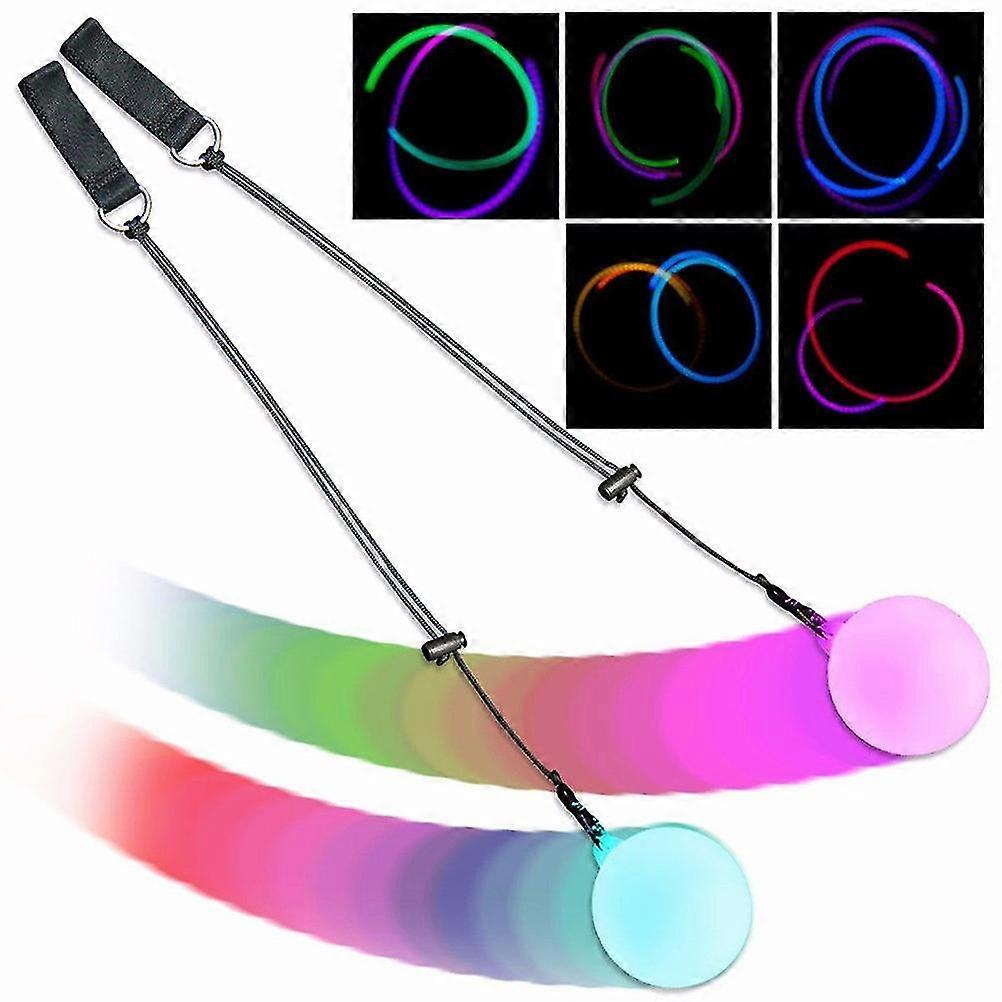 2pcs Led Poi Balls, Soft Glow Poi Balls, Rainbow Fade High Strobe Spinning Swirling Rave Toy Poi Ball