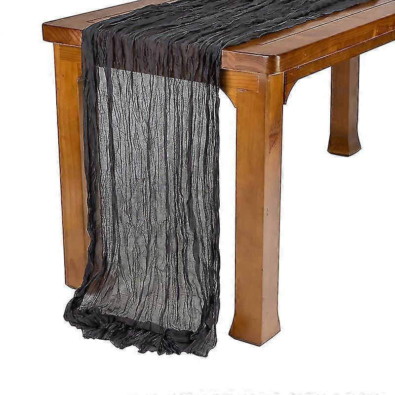 2pcs Burgundy Cheesecloth Table Runner For Table Decorations