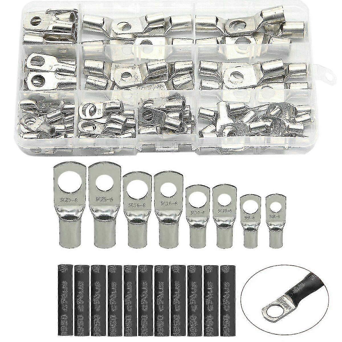 240pcs Car Copper Wire Connector Copper Nose Terminal Block Car Kit