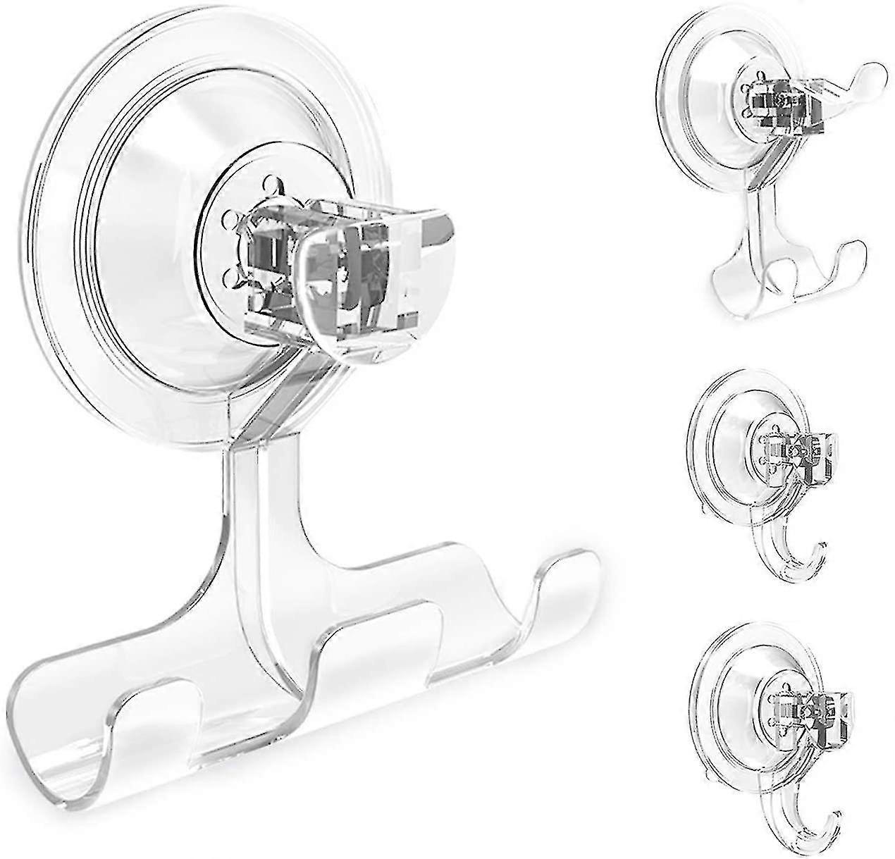 Suction Cup Hooks, Reusable Waterproof Shower Hook, 4pcs Vacuum Suction Hooks,razor Holder