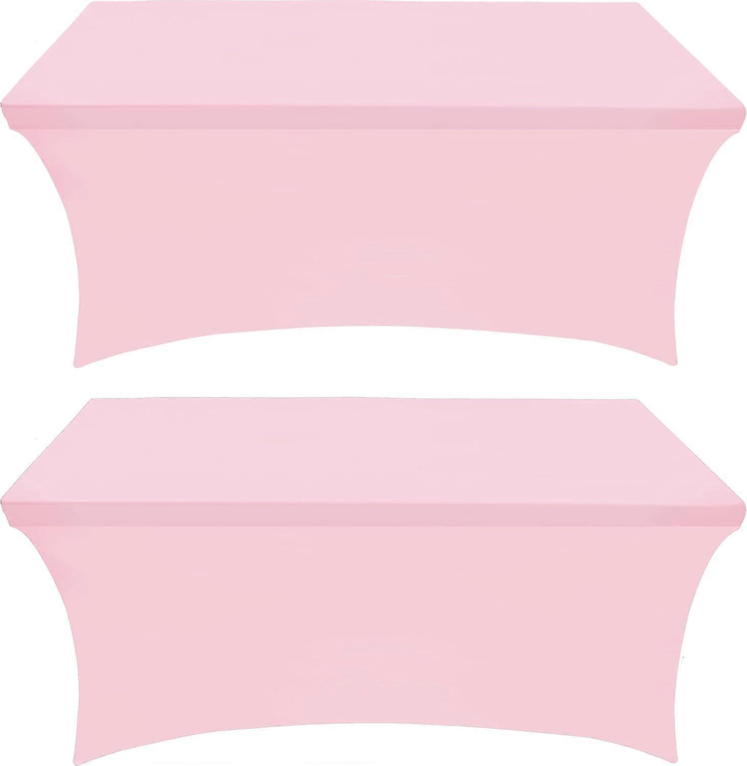 Kitchen Spandex Tablecloth 2 Pack [6FT, Pink] Tight, Fitted, Washable and Wrinkle Resistant Stretch Rectangular Patio Table Cover