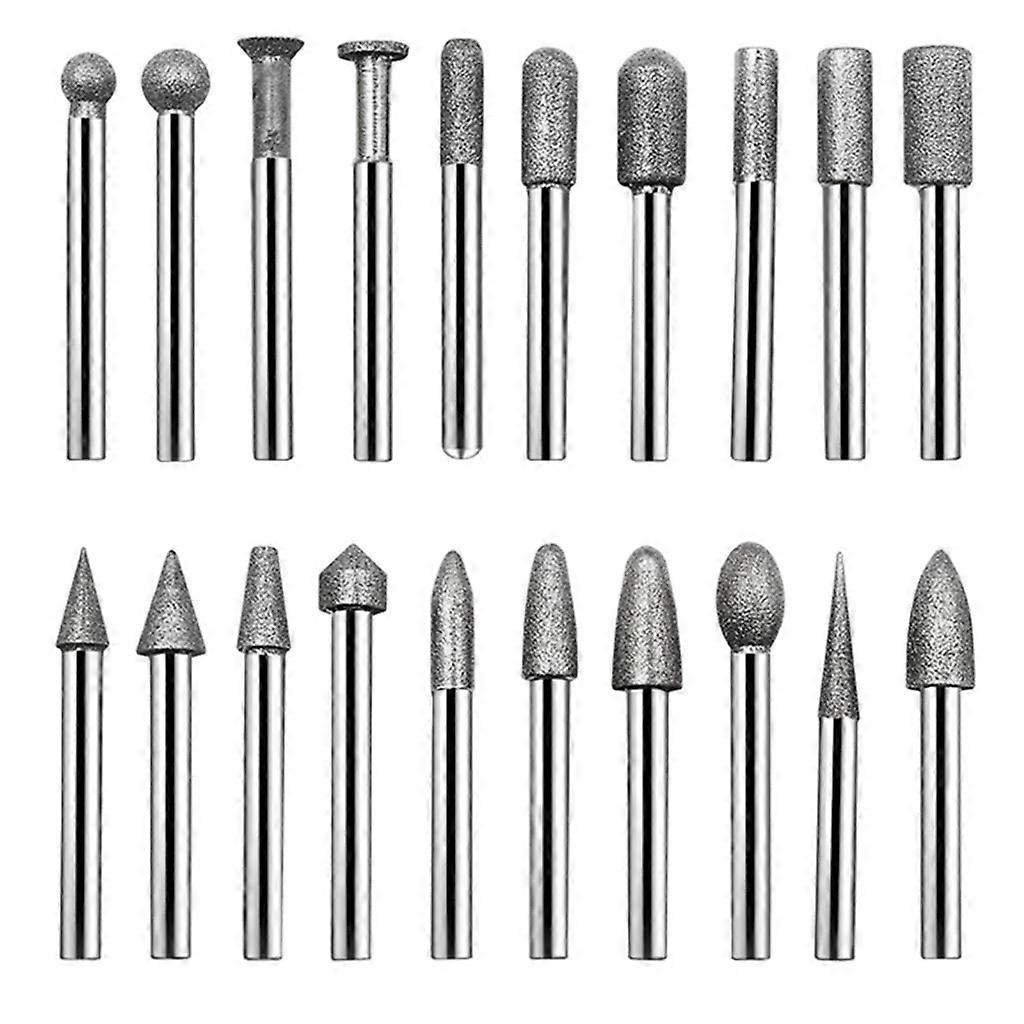 20Pcs Grind Head Set Grit Cone Rotary Bits Carving Drilling Tools Grinder
