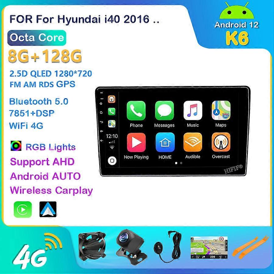 Carplay Auto Android 12 DSP Car Radio For Hyundai i40 2016 GPS Navigation Multimedia Video Player Audio IPS Screen RDS Head Unit