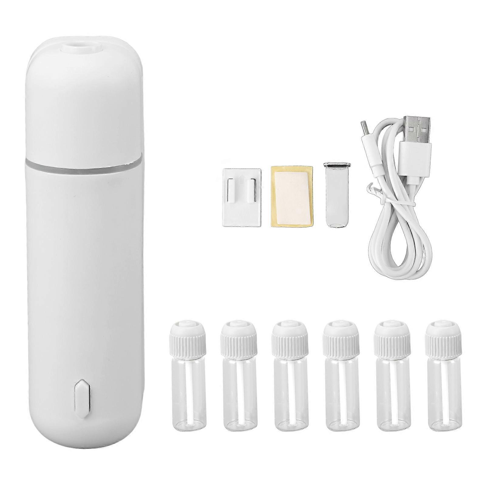Aromatherapy Essential Oil Diffuser 5ml Portable Air Freshener Scent Air Machine with 6 Bottles for Home Hotel Office Bathroom White
