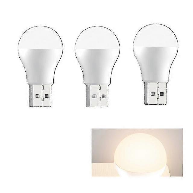 3pcs Usb Plug Lamp Computer Mobile Power Charging Usb Small Book Lamps Led Eye Protection Reading Light Small Round Light Night Light
