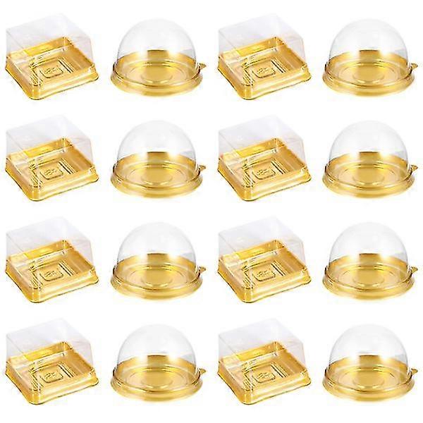 100 Pcs Convenient Moon Cake Boxes Round Cover Packaging Boxes (golden)