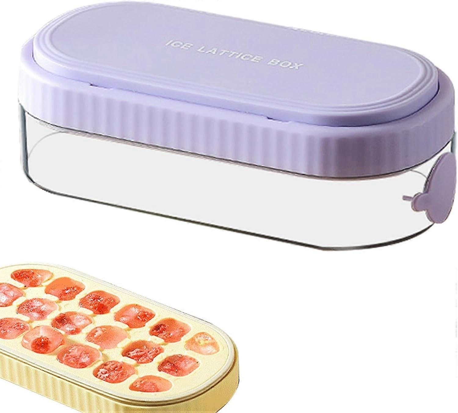 Ice Cube Trays for Freezer - Easy Release 18-grid press-type Ice Cube Maker,Leak Proof Reusable for Ice, Chocolates, JelloPurple