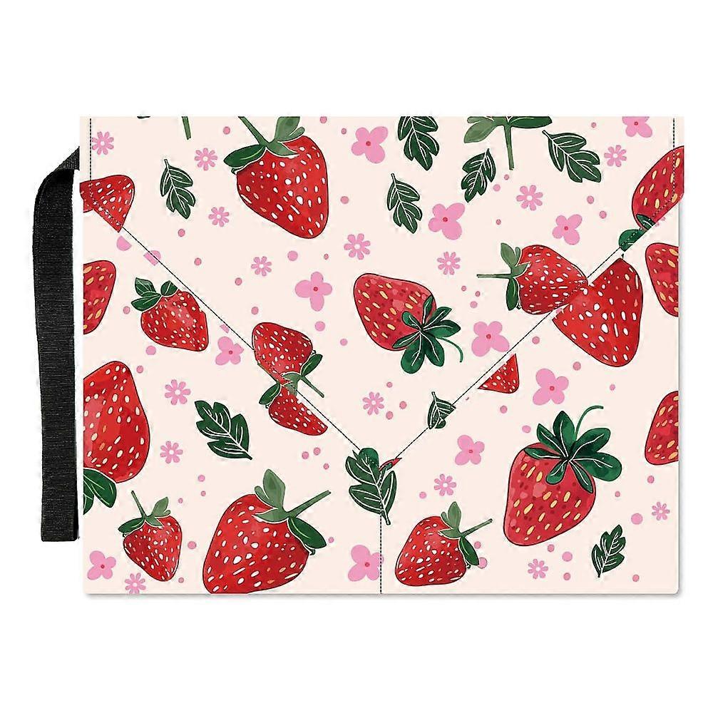 Polyester Book Cover Notebook Wraps with Hook and Loop Rectangle Strawberry 400~420x285~305mm