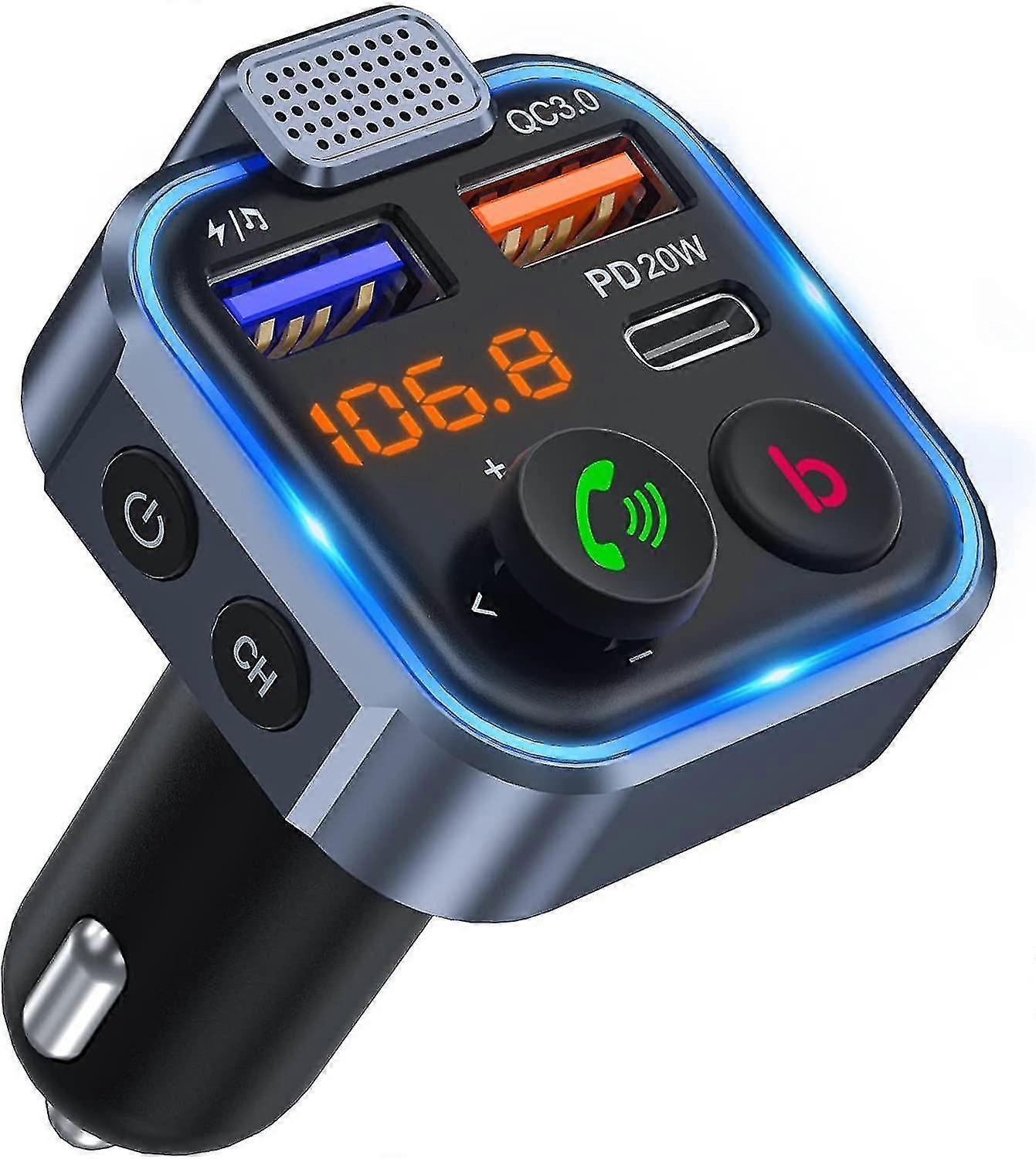 [2022 Version] Car Fm Transmitter, Wireless Bluetooth 5.0 Radio Adapter Car Kit