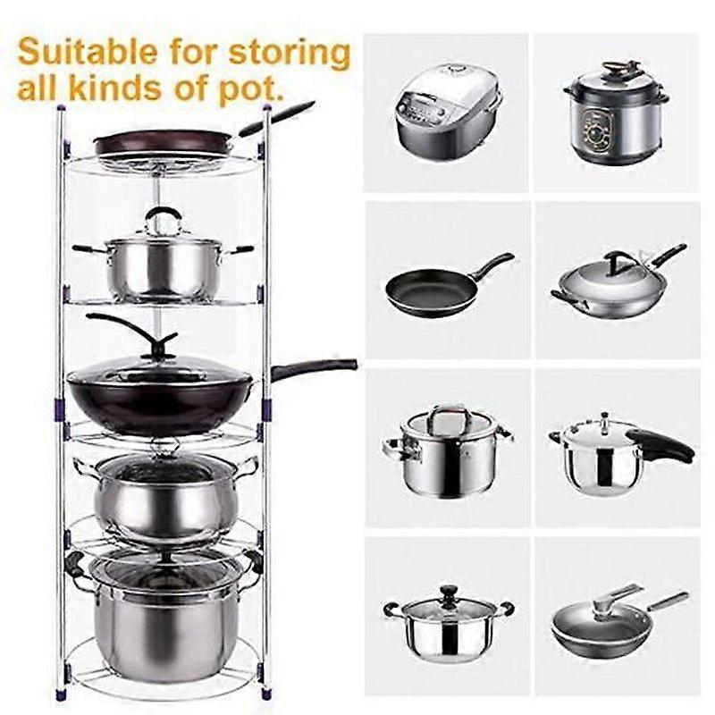 Pot Rack Carbon Steel 5 Shelf Multi-Functional Storage Rack for Kitchen Utensils