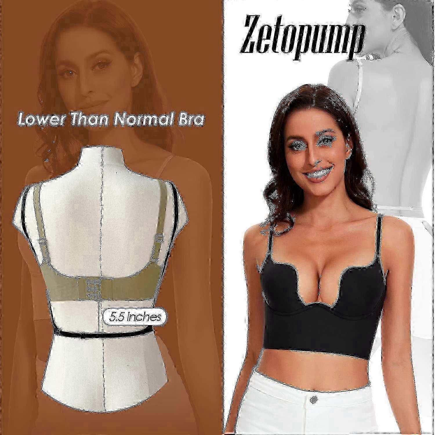 Matalaselkäiset rintaliivit Naisille saumattomat Deep U Plunge Backless rintaliivit Convertible Multiway Low Cut Open Back Rintaliivit Riimurintaliivit Musta 34B