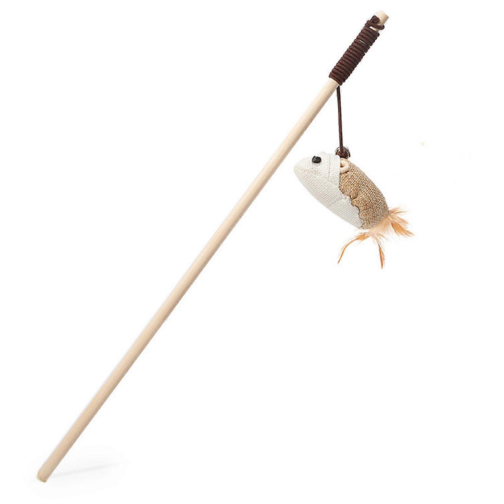 Wooden Cat Teaser Wand Interactive Claw Toy Durable Indoor Outdoor