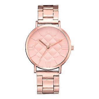 Mode Alliage Bracelet Cadran Rond Montre-bracelet Femmes Dame Causal Montre (Rose)