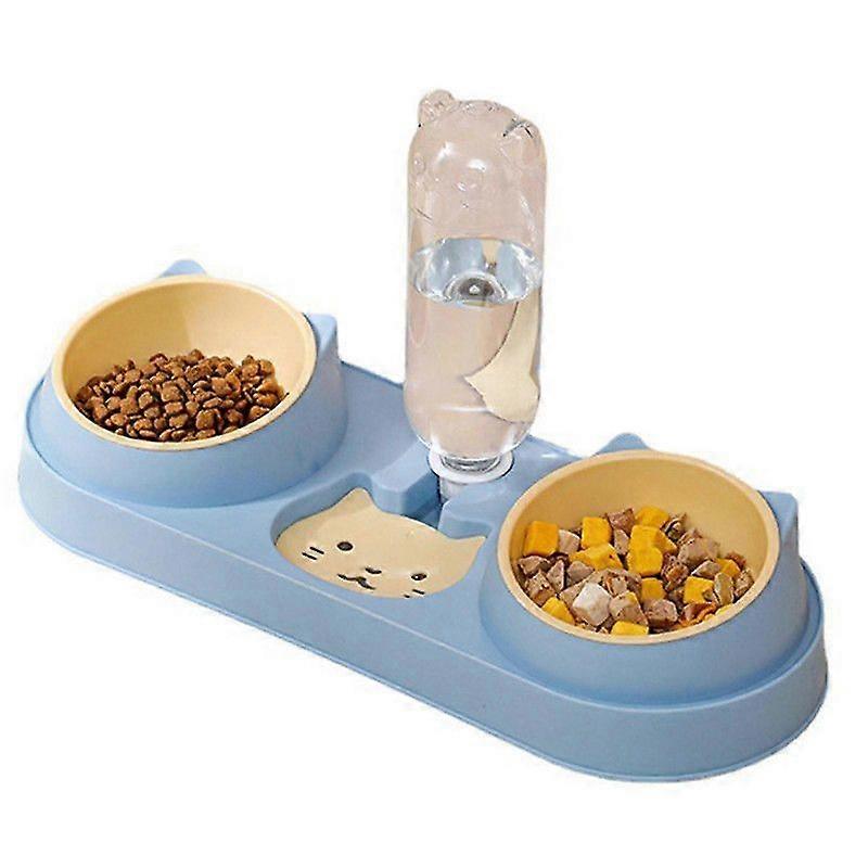 Tigelas de gato de cachorro duplo com bebedouro pratos de comida de gato inclinado para animais de estimação interior