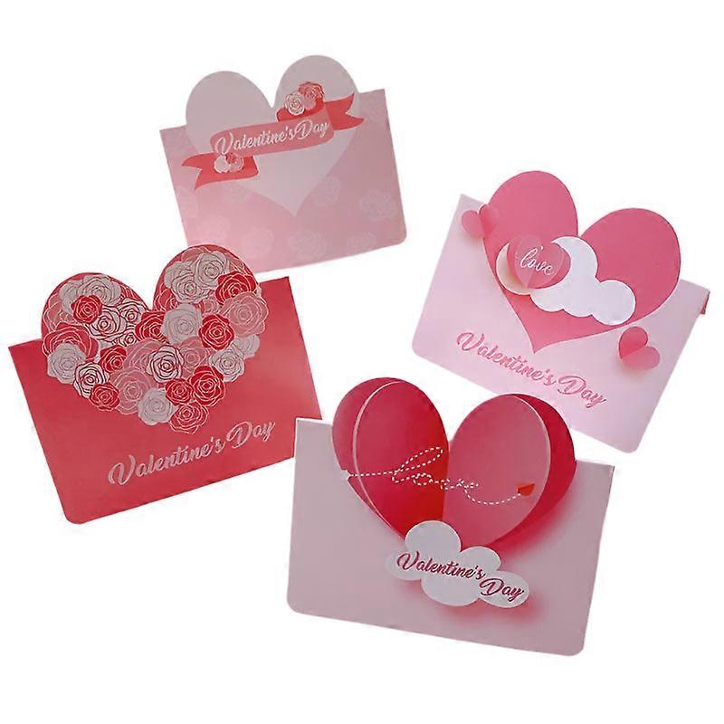 20Pcs 3d Cloud Heart Fold Handwritten Paper Greeting Cards Bouquet Wishes Message Card For Wedding Valentine's Day Party Decor