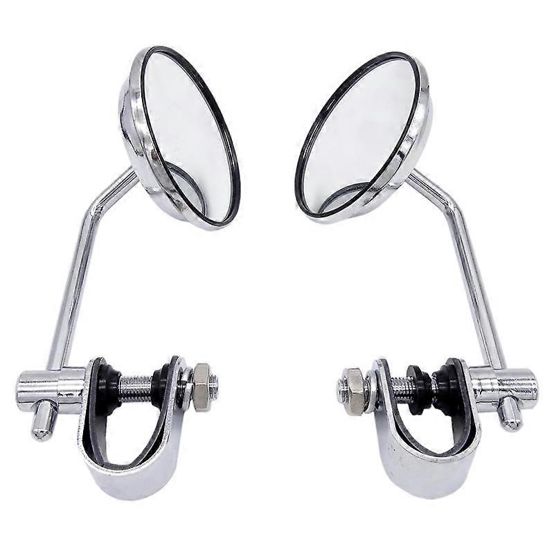 1 Pair Universal 8mm Stainless Steel Motorcycle Back View Mirror Classic Retro Vintage Round Rearview Mirror