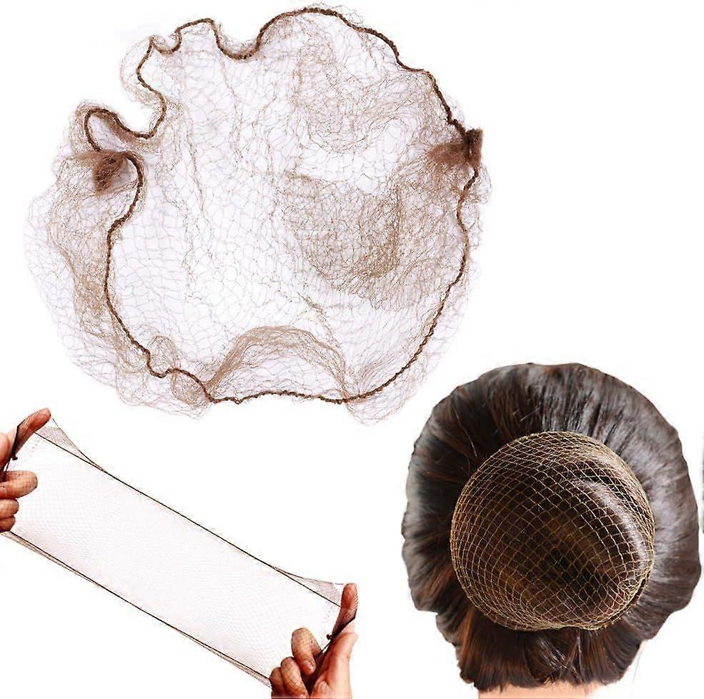 20 pcs Invisible Bun Hairnets Fixing Elastic Hairnets (Light Brown)