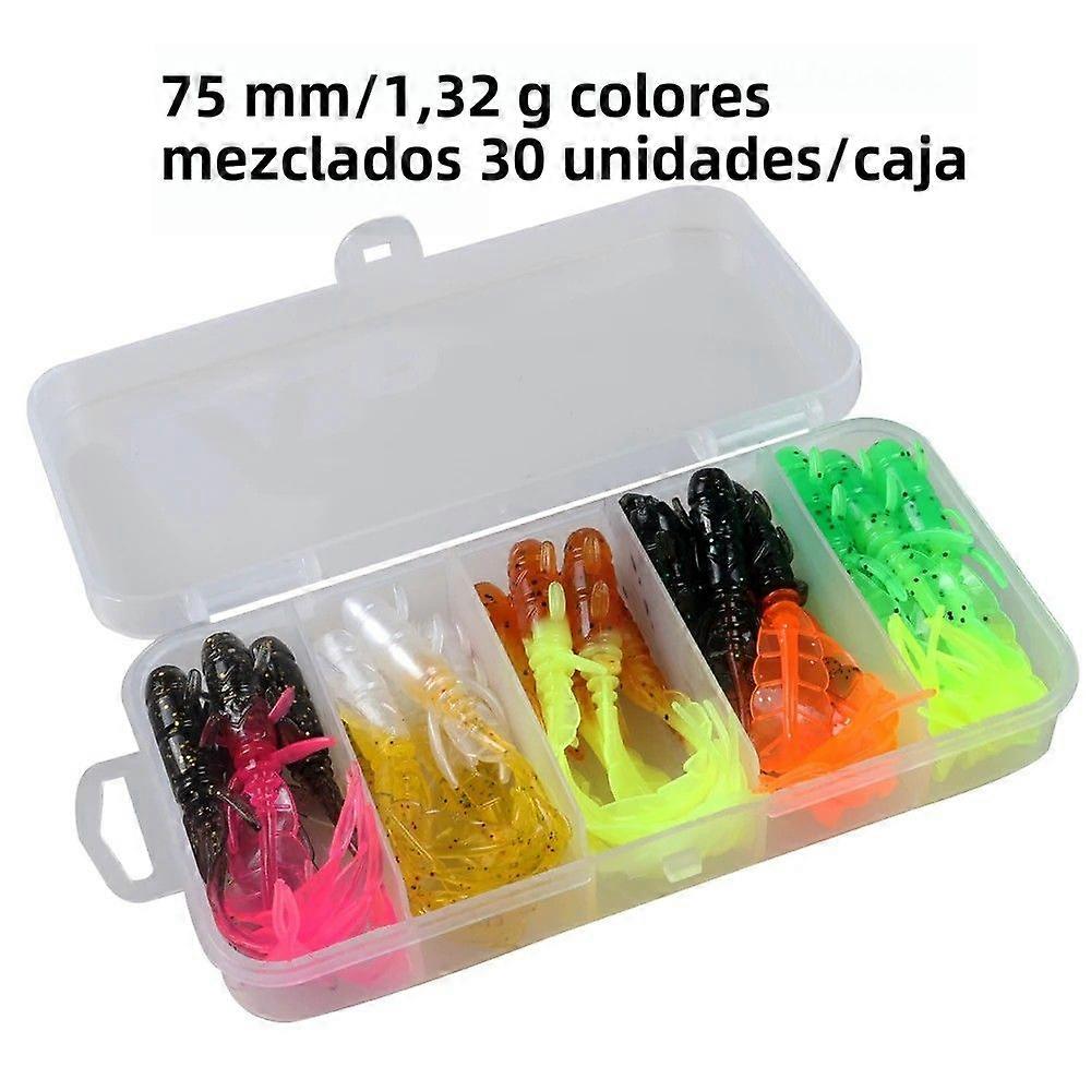 JOHNCOO Fishing Lures Kit 30pcs Soft Silicone Lures 50mm 75mm for Perch Trout Salmon Bass Artificial Lures