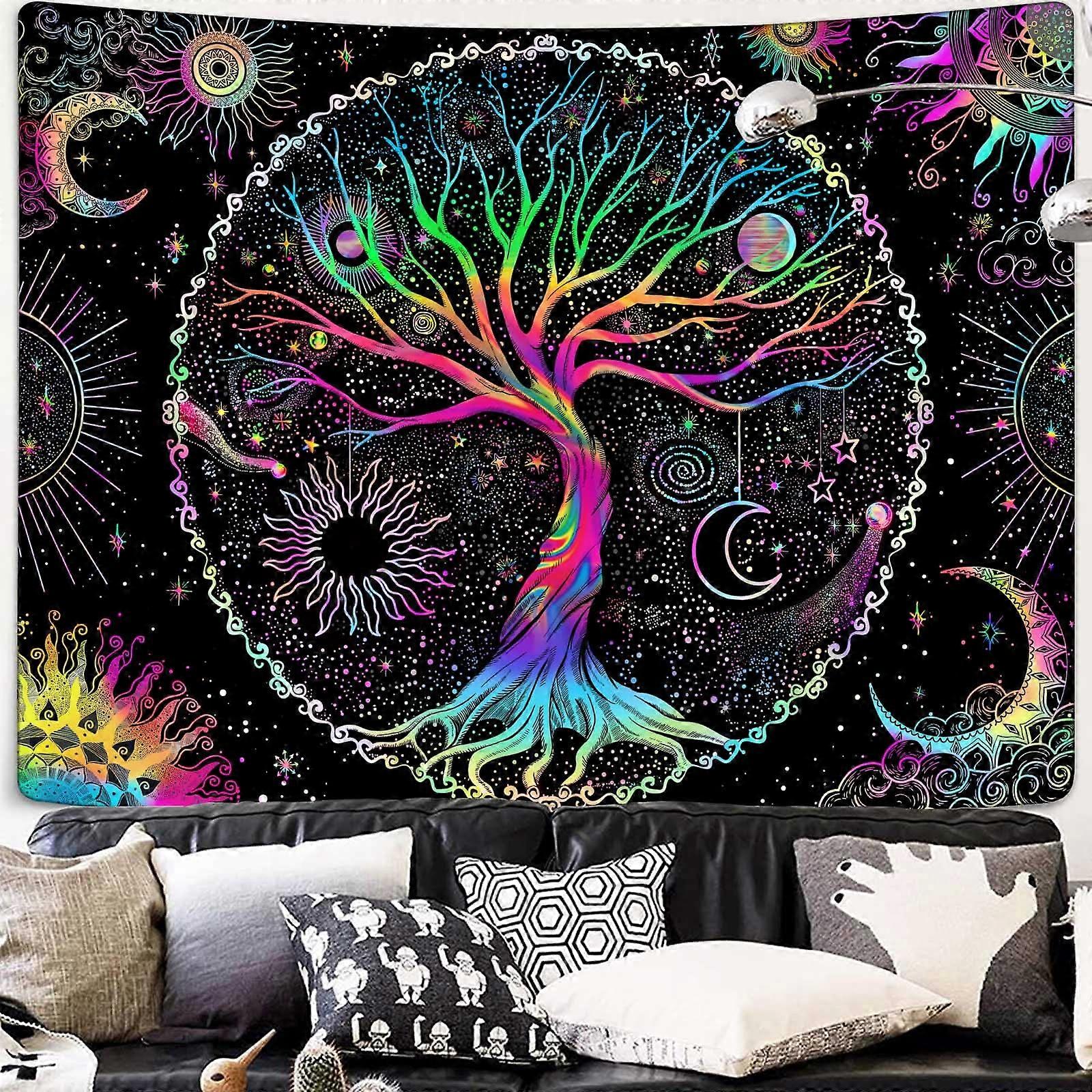 Tree of Life Black Light for Bedroom, Battery Operated Color Changing LED Lamp, Stylish Night Light Decor