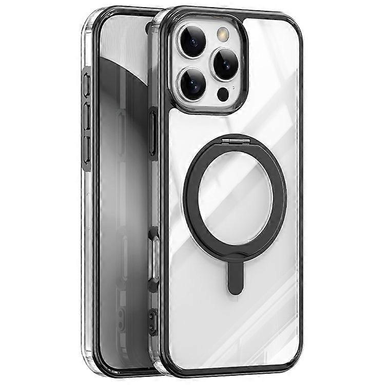 Compatible For iPhone 16 Pro Case Rotatable Magnetic Kickstand TPU+PC Clear Phone Cover