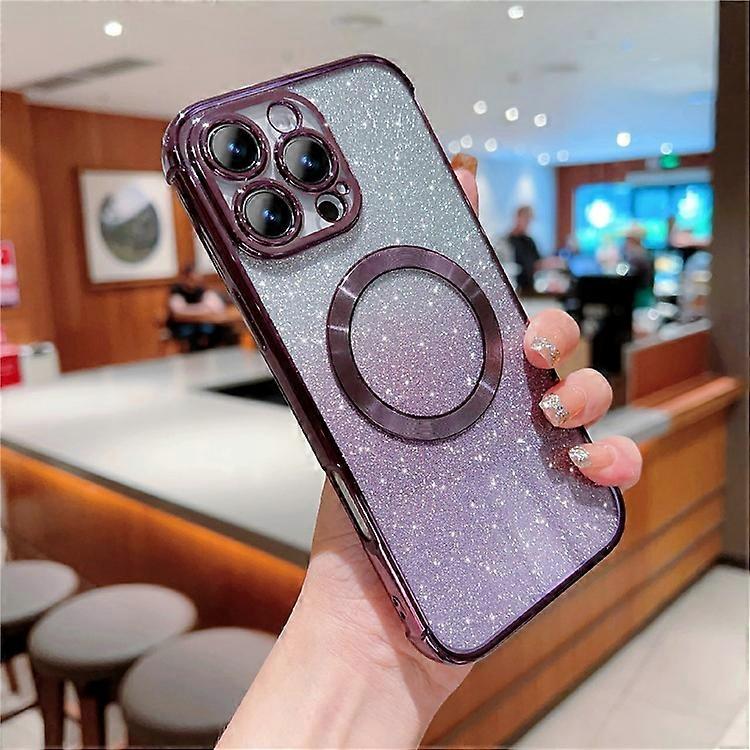 Compatible For iPhone 16 Pro Case Compatible with MagSafe Electroplating TPU Gradient Glitter Phone Cover