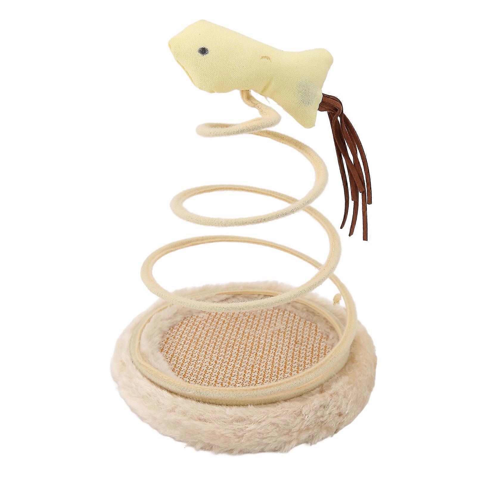 Spring Plate Cat Toy Foldable High Elasticity Stable Standing Interactive Cat Toy with Scratcher Base for Indoor Fish