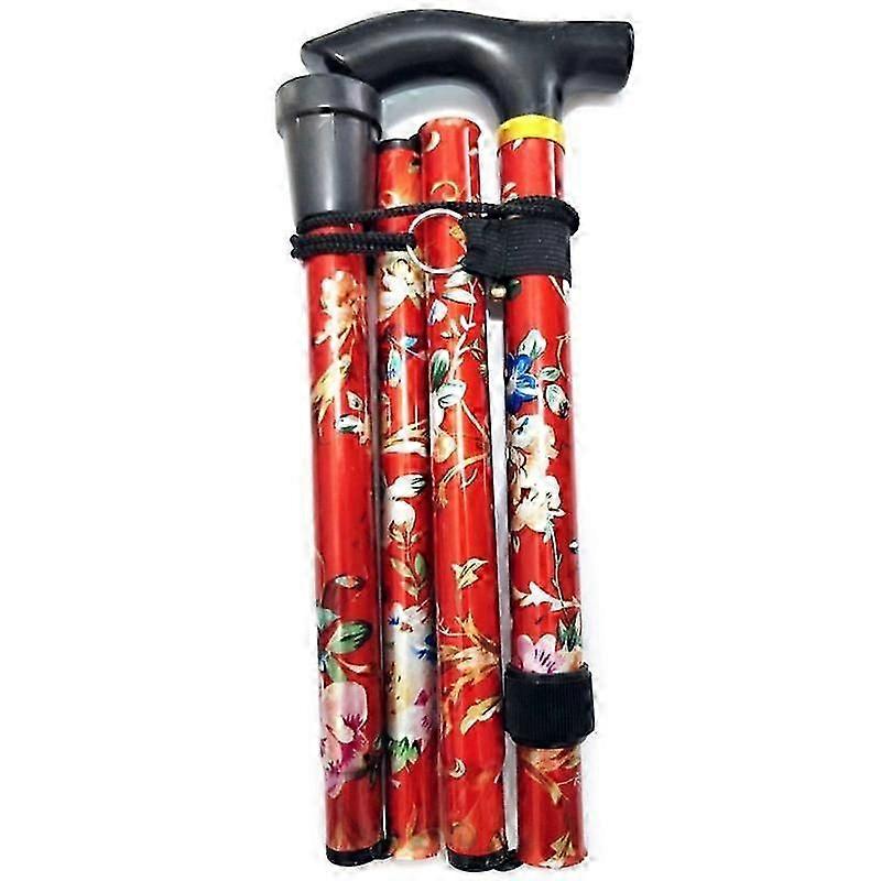 Walking Stick Easy Adjustable Height Folding Extendable Walking  red