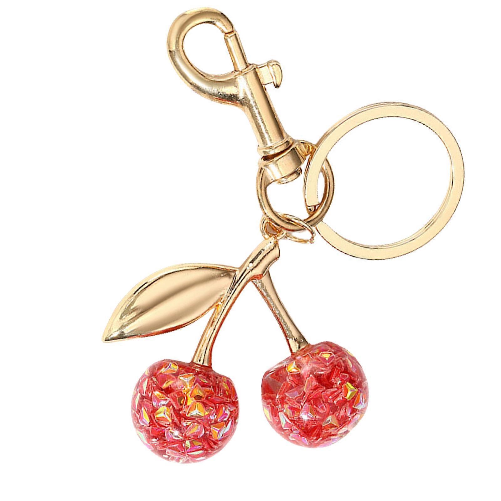 Sturdy Alloy Cherry Key Rings Trendy Cherry Shaped Keyring Delicate Detailed Key Chain Accessory for Daily Use Red
