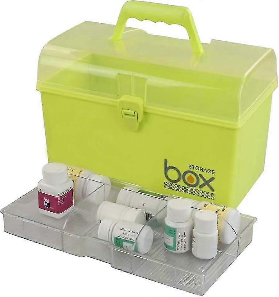 Higher Plastic First Aid Storage Box, Organizer Storage Box, Green, 1 Pack