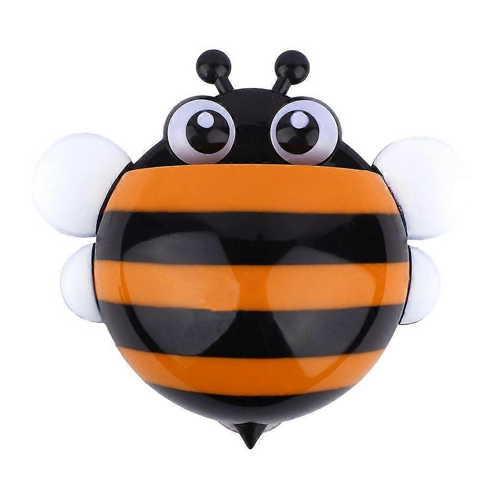 Bathroom Wall Hanging Strong Suction Cup Toothbrush Holder Toothpaste Rack Bee(Orange 
