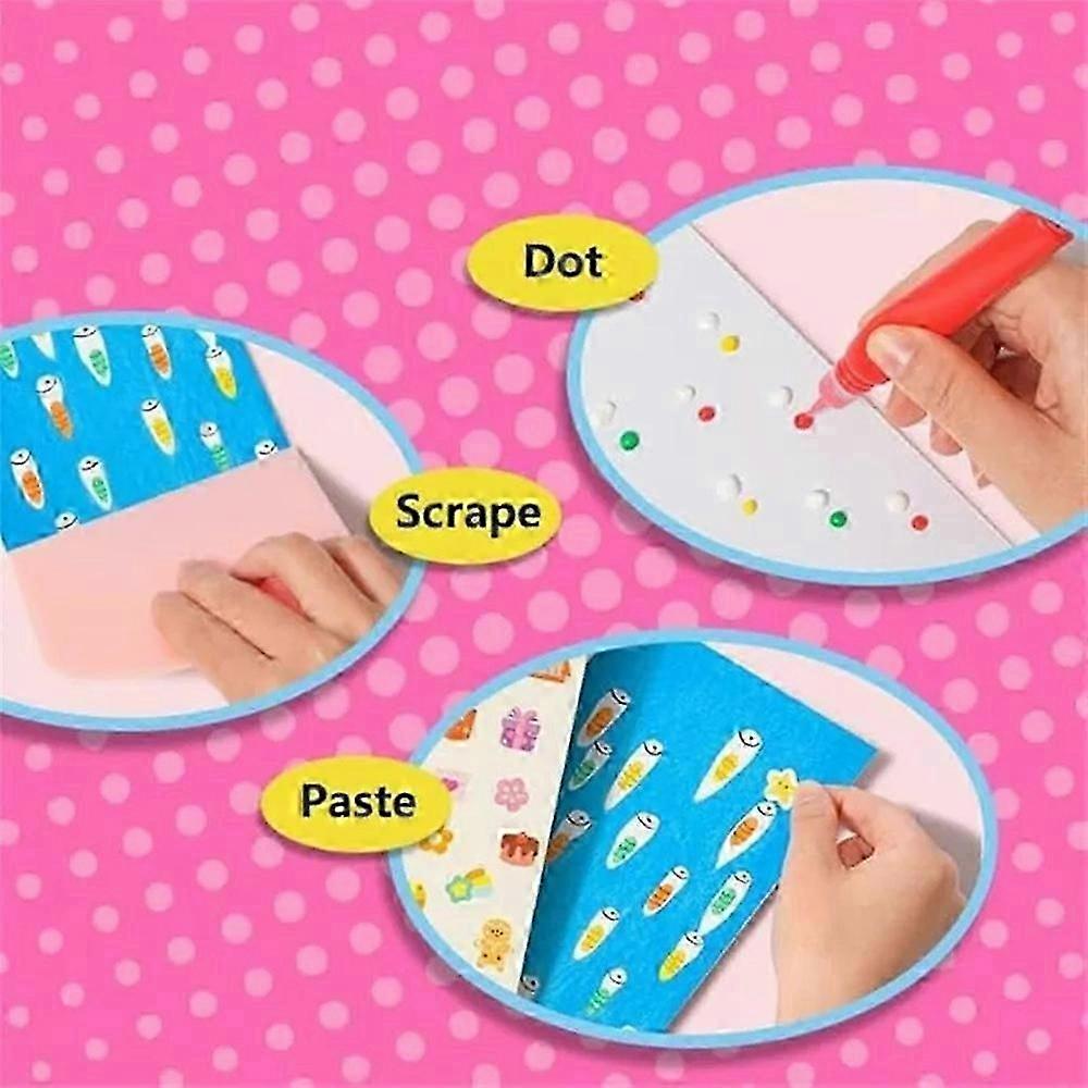 Kit De Peinture à Gratter Arc-en-ciel – 20 Motifs, 7 Pigments, Avec Autocollants Et Carte Postale – DIY Pour Enfants