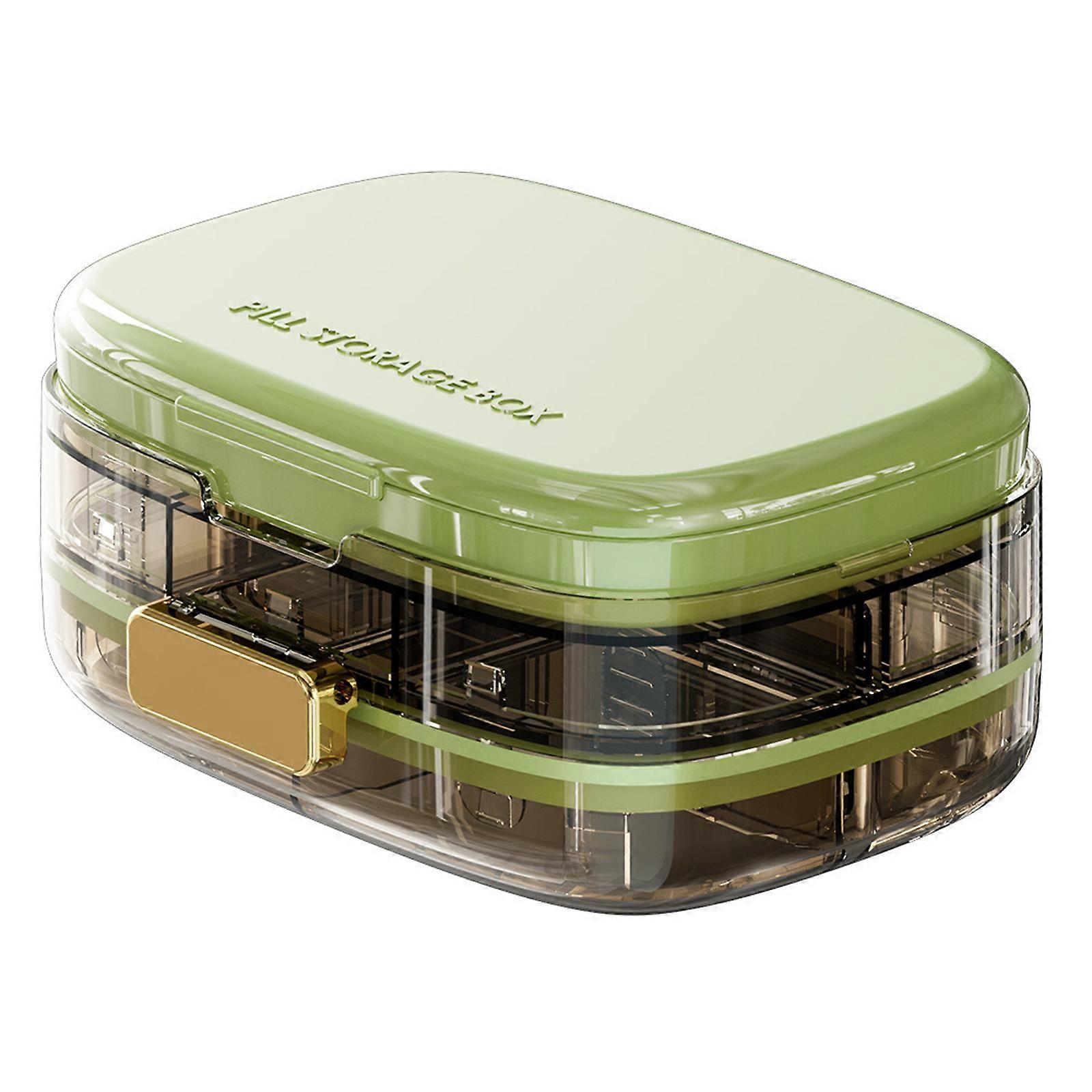 Portable 10 Compartment Pills Organizer for Easy Medication Management and Travel Use Moisture proof Pills Dispenser  Green