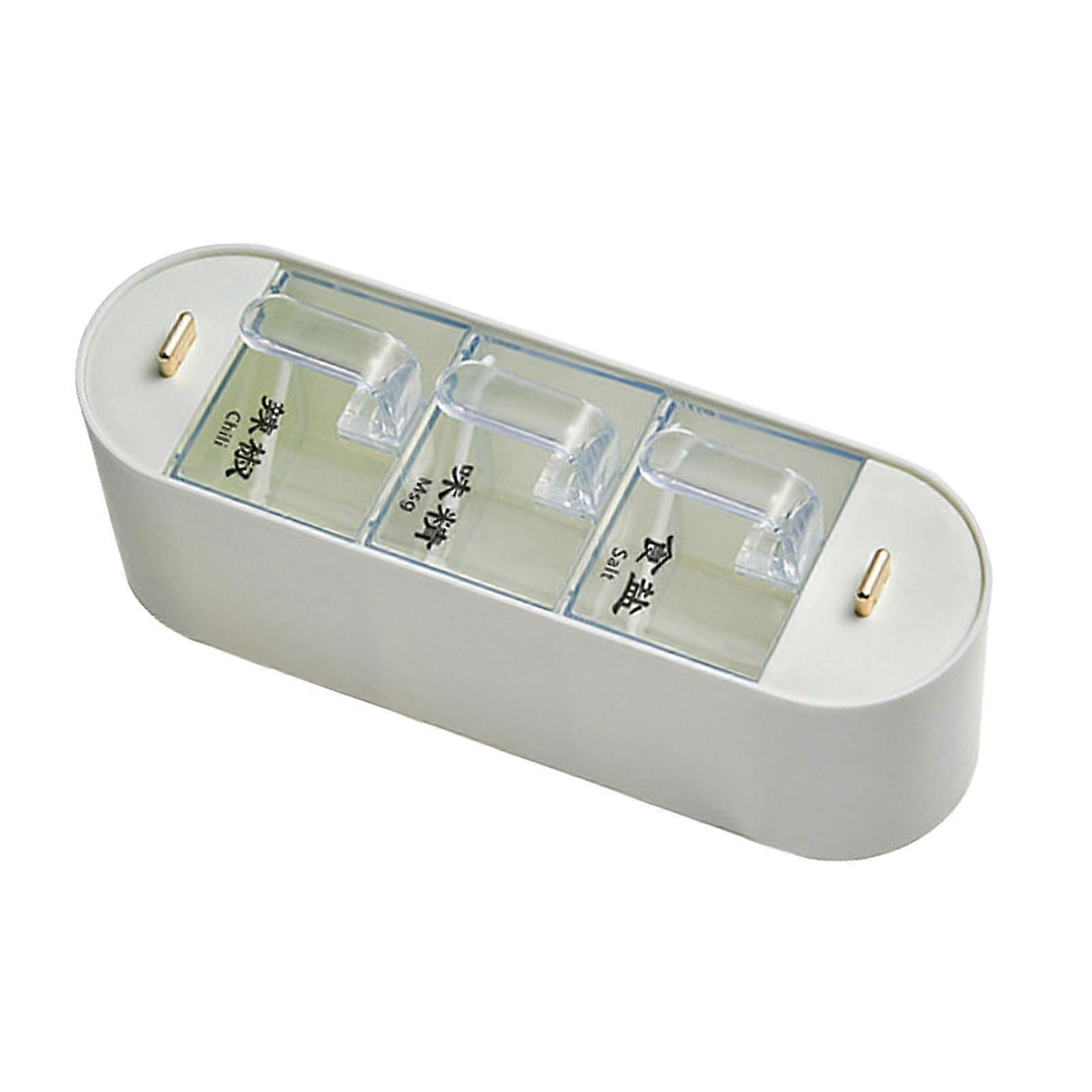 Wall Mounted Seasoning Box PS PP Clear Multi Compartments Kitchen Spice Storage Container with Handles Spoons for Salt Sugar Pepper 