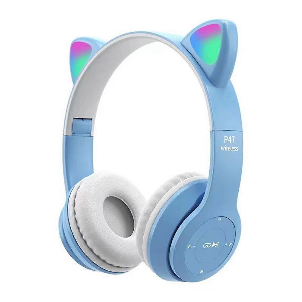 Foldable Headset with Mic, RGB LED Light for Gift School Gaming E