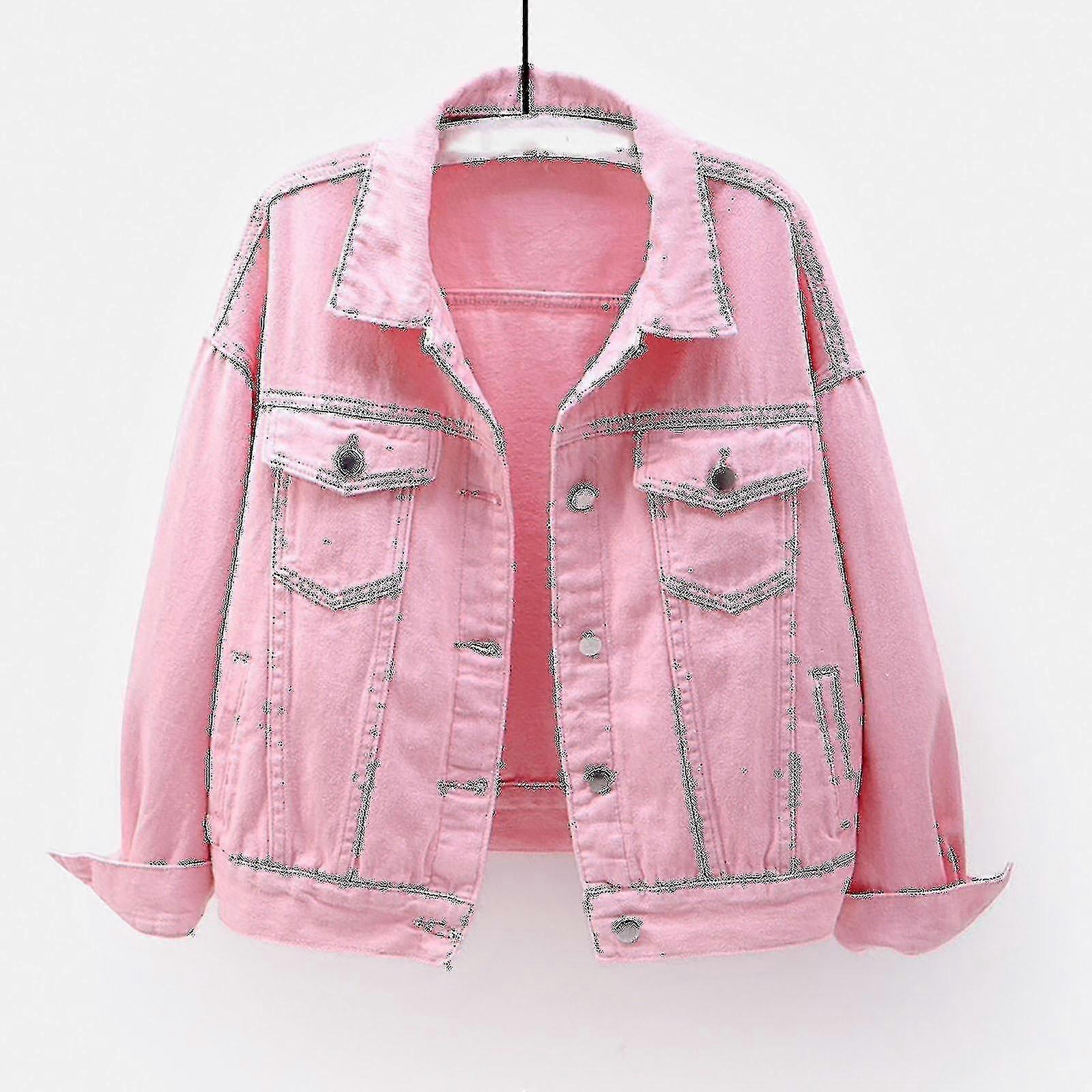 Women's denim jacket, long sleeve, solid color, outerwear for spring and autumn