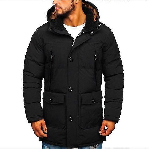 Ensfarget hette tykk dunjakke for menn @BUGU