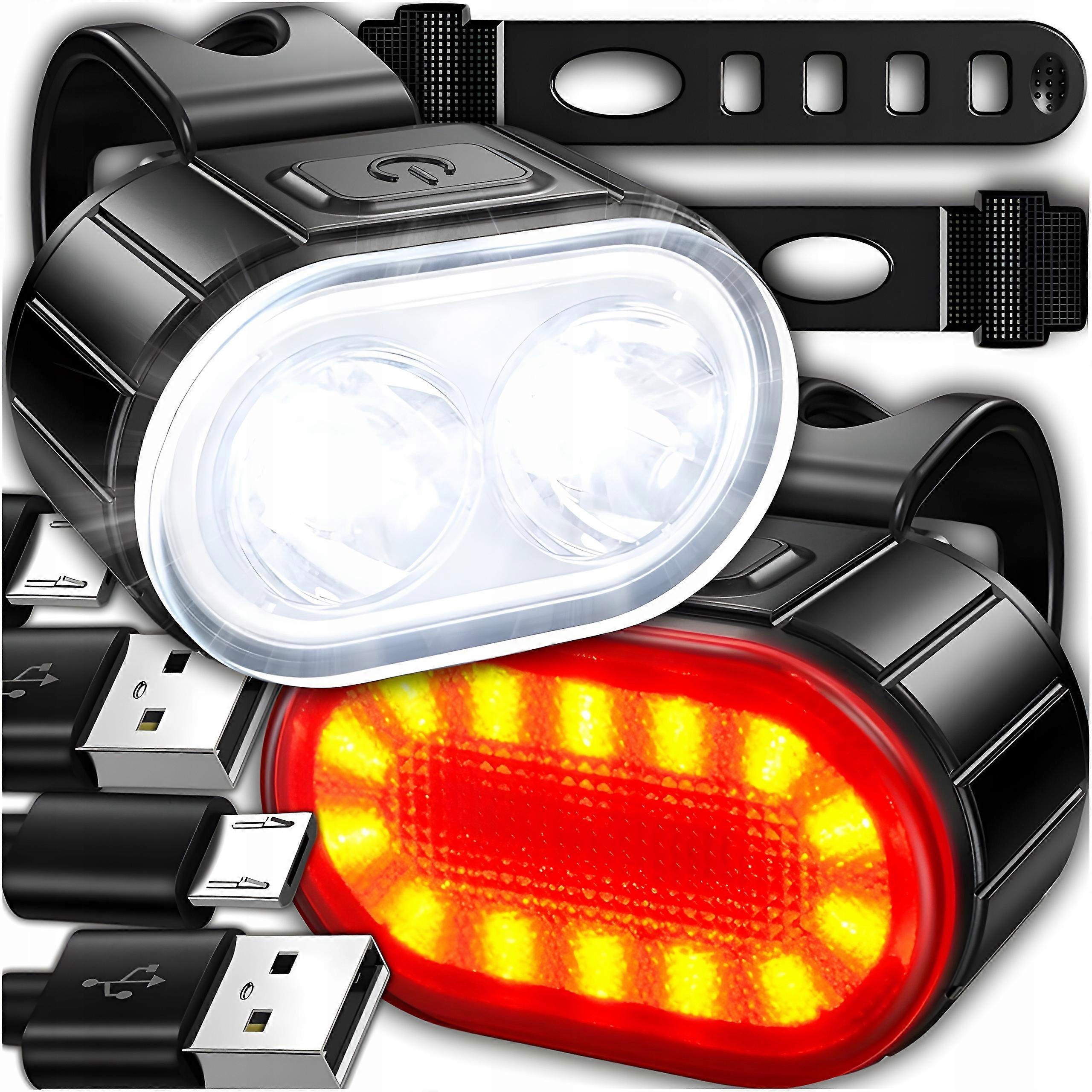 Powerful Bicycle Lamp Front Rear Led Waterproof Usb Battery Set