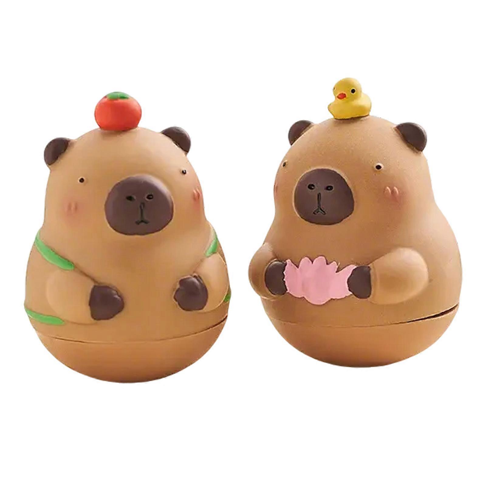 Lovely Capybara Statue Miniature Resin Animal Figurine for Adding Calm and Happiness to Office or Home Setting