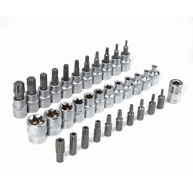 34 Piece Torx Socket Set I E4-E20 Nut Set I T10-T60 Torx Socket Set I Socket Wrench Inserts