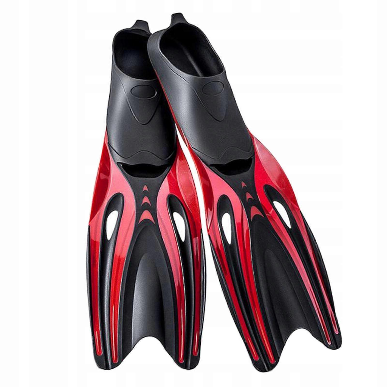 Schnorcheln Tauchen Schwimmflossen Erwachsene Flexibel Komfort Schwimmen Rot Schwarz M