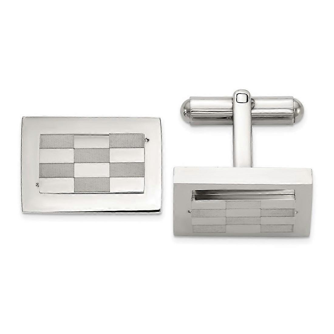 19mm Stainless Steel Polished and Laser cut Checkered Cuff Links-Cuff Link for Men - 15.6 Grams