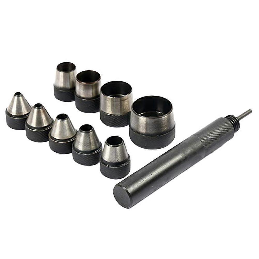 Interchangable Hollow Hole Punch Set with Handle Heavy Duty 10 Pcs Large Set