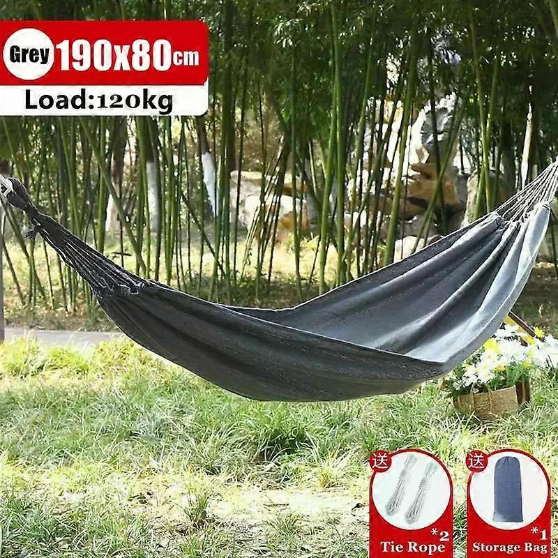 Outdoor Canvas Hammock Portable Single Double Thickened Anti-Rollover Striped Hammock Travel Camping Hanging Swing With Bag